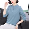 Pure Cotton Long-sleeved T-shirt for Women, Loose Aunties Casual Shirts, Middle-aged and Elderly Mothers, Spring and Autumn Tops, Base Shirts