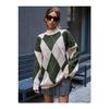 Women's Diamond Patterned Black High Collar Knitwear Sweater