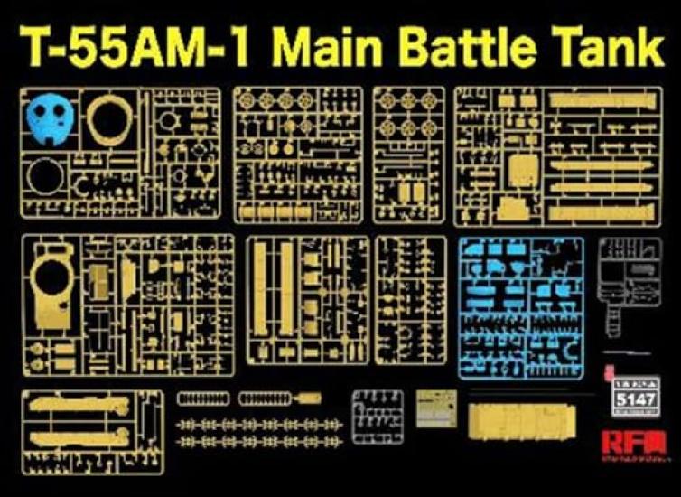 Ryefield Models Scale Main Battle Tank with Movable Tracks Plastic Model Kit RFM5147 1/35 T-55AM-1 (Tank)