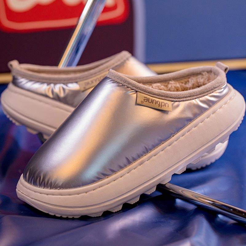 Модные теплые женские тапочки, домашние женские тапочки, плюшевые меховые зимние тапочки на платформе 4 см, унисекс, женские и мужские, водонепроницаемые