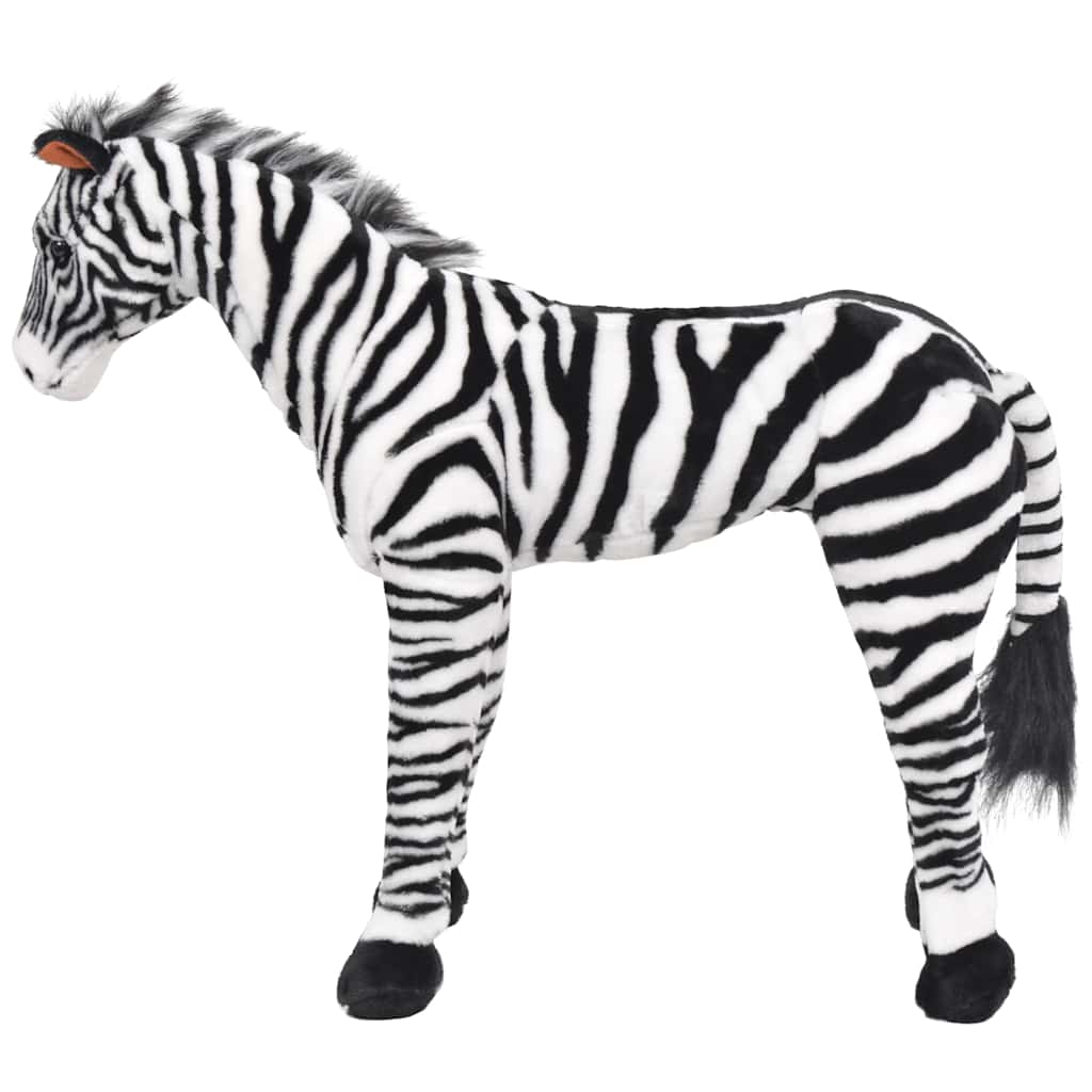 vidaXL Plüschtier Zebra Stehend Plüsch Schwarz und Weiß XXL
