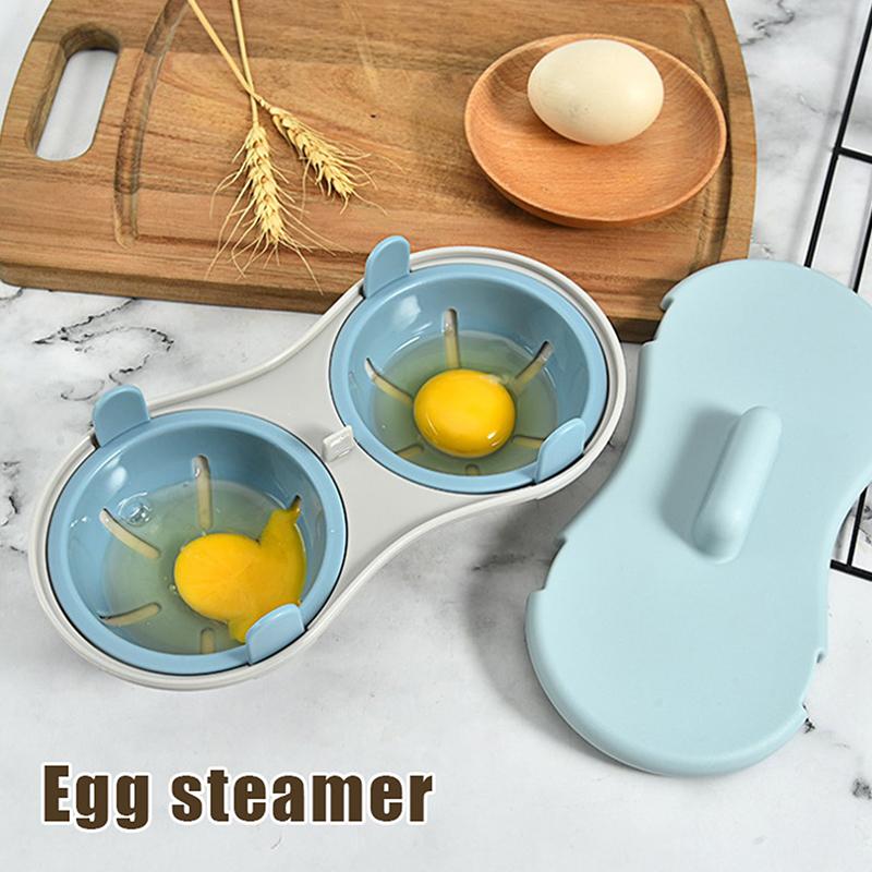 Microwave Double Egg Poacher Maker Poached Eggs Cooker Steamer Dishwasher Heat Resistant Microwave Egg Poacher Kitchen Gadget
