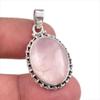 Natural Rose Quartz Gemstone 925 Solid Sterling Silver Gift Pendant 1.50" V7v27