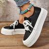 Leather Women Flats Sneakers Platform Running Sport Shoes SyfIyno Trend Winter New Lace Up Casual Shoes Walking Mujer Zapatillas