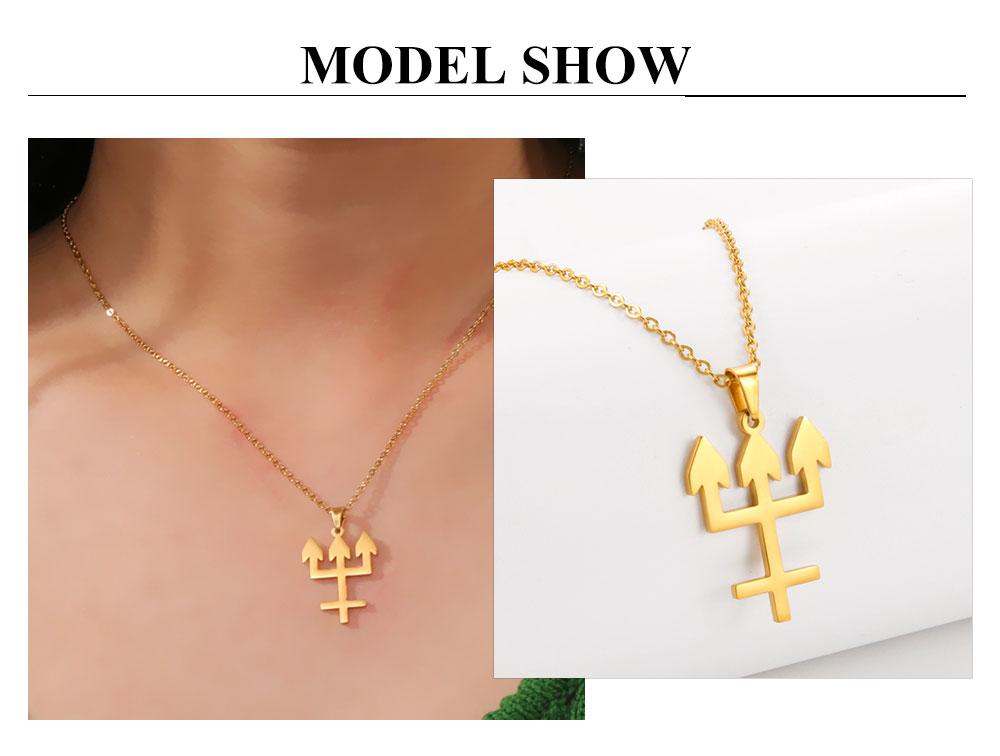 Cazador Trident Inverted Cross Pendant Necklace For Women Men Stainless Steel Chain Necklaces Jewelry Acero Joyeria New 2026