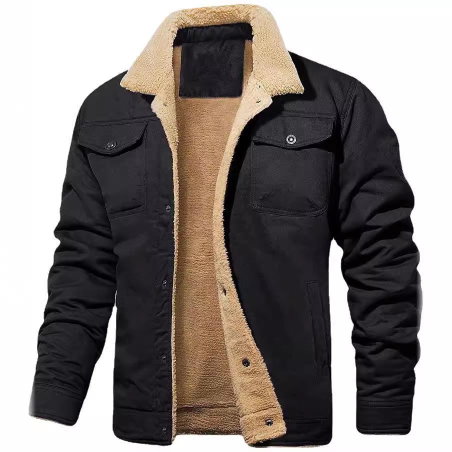 Men S Fleece Lined Cotton Blend Work Jacket Casual Outerwear