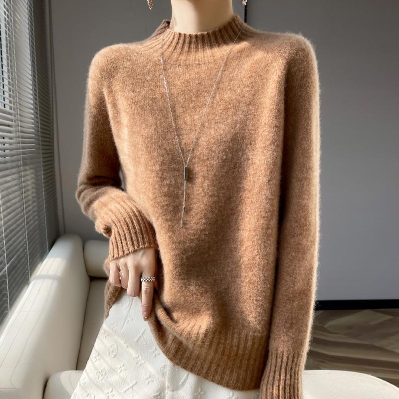 Women's Cashmere Sweater Qinghe Cashmere 30% Cashmere 70% Wool Women's Autumn and Winter Cashmere Pullover Soft and Warm