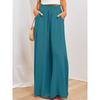 Women's Wide Leg Elastic Waist Wide Leg High Waist Long Women's Solid Color Pants