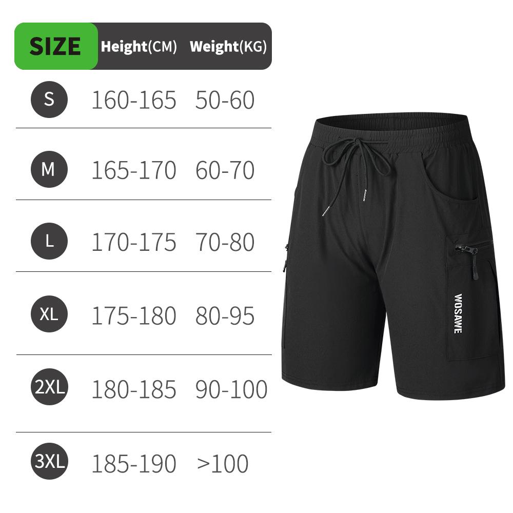 WOSAWE Baggy Shorts Cycling Biking Pants Breathable Sports Loose Fit Shorts Outdoor Casual Cycling Clothes with Zippered Pockets
