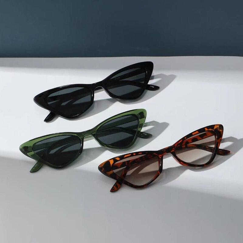 3 пары в наборе Маленькие солнцезащитные очки «кошачий глаз» Женские милые узкие очки «кошачий глаз» Ретро винтажный набор узких солнцезащитных очков «кошачий глаз»