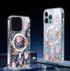 Прозрачный защитный чехол для iPhone 15/16/17 Pro Max с рисунком «Снежинка и Медведь», совместимый с MagSafe, полное покрытие