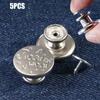 5pcs Replacement No-Sewing Metal Button Detachable Pants Pins Portable Repair Kit