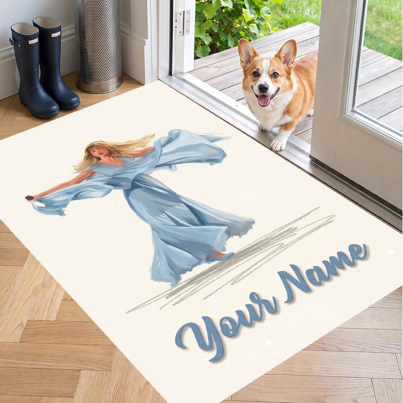 Custom Name Taylor Swift Crystal Velvet Floor Rug Personalized Text Soft Carpet Home Decor