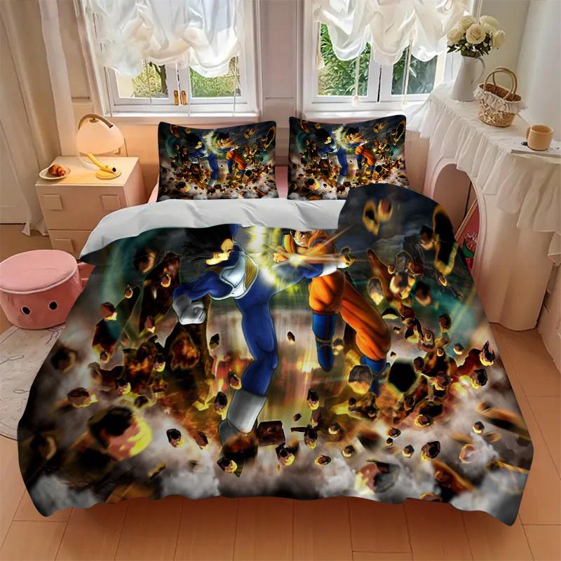 Dragon Ball Z Battle Print 3Pcs Bedding Setduvet Cover With 2 Bedropillowcase Home Birthday Gift