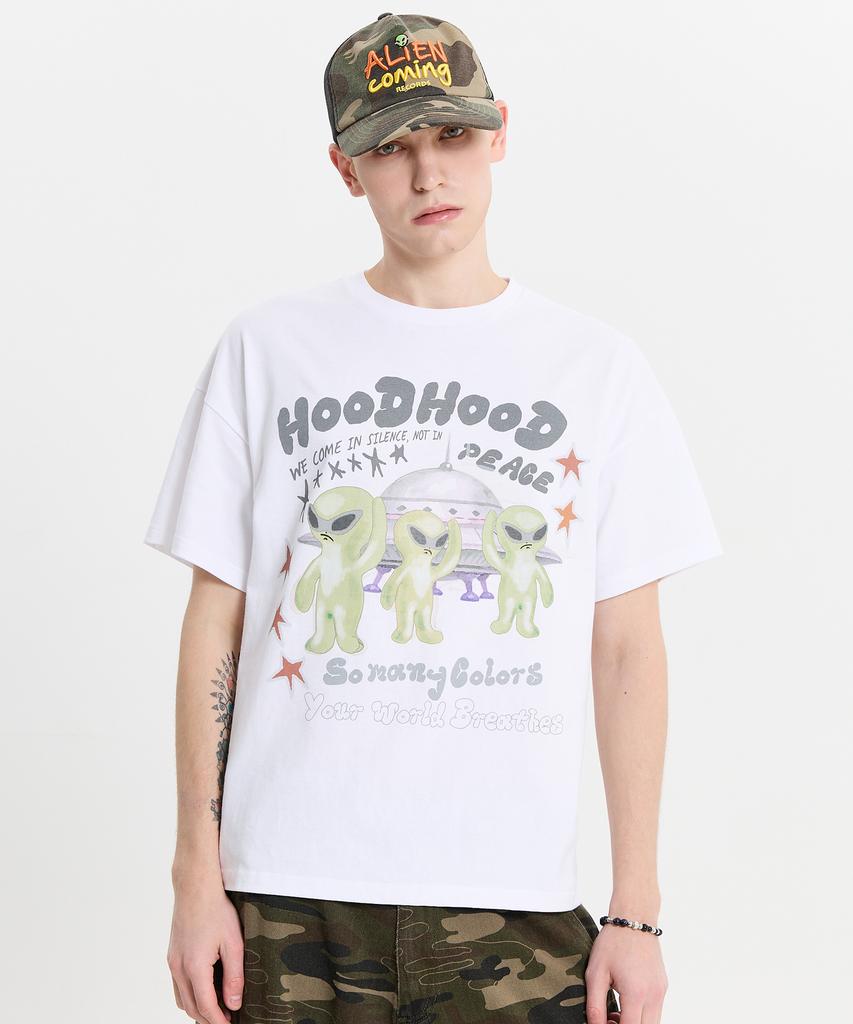 HOODHOOD Инопланетный Кусок Футболка с коротким рукавом Белый