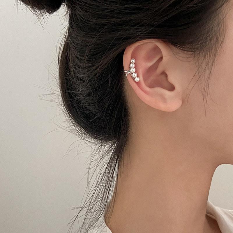 Серебристый Цвет Простые Серьги-Клипсы с Жемчугом Для Женщин Без Прокола Минималистичные Модные Ювелирные Аксессуары