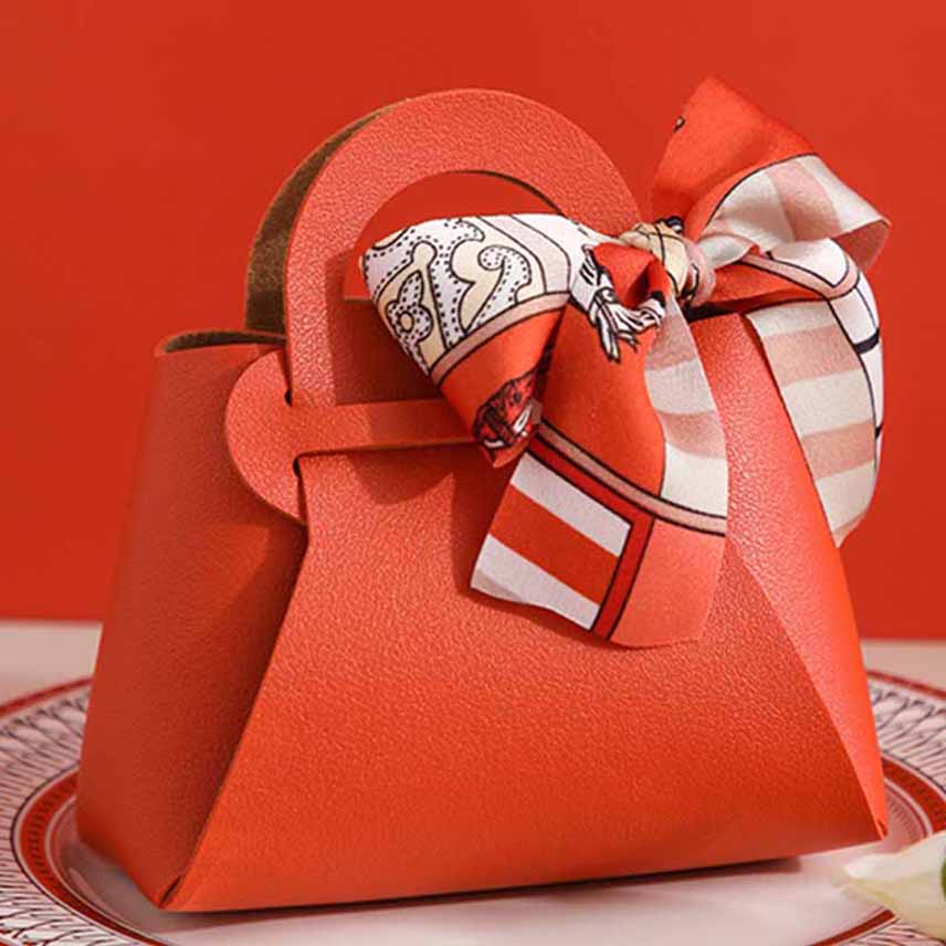 Creative Leather Gift Bags Bow Ribbon Packaging Bag Wedding Favour Bags Candy Packaging Box Mini Handbag Birthday Party Decor