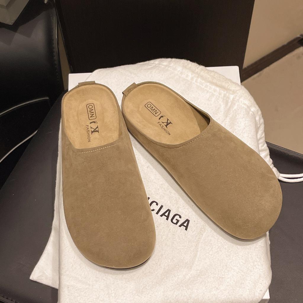 Носите ретро-туфли с толстой подошвой и мешком для женщин 2025 года, осень, большой размер, повседневные и удобные, ленивые тапочки с одной педалью прилив