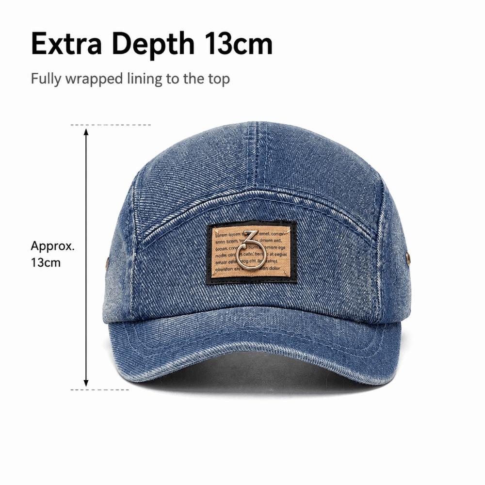 Deep Crown Denim Baseball Cap Adjustable Trucker Hat Retro Dad Hat  For Woman Man