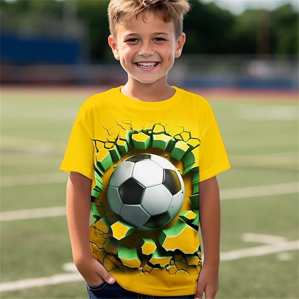 Футболка с 3D-принтом для мальчиков от 3 до 12 лет — повседневная спортивная одежда с яркой графикой