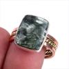 Natural Seraphinite Gemstone Two Tone 925 Sterling Silver Gift Ring S.8.5 d1B39
