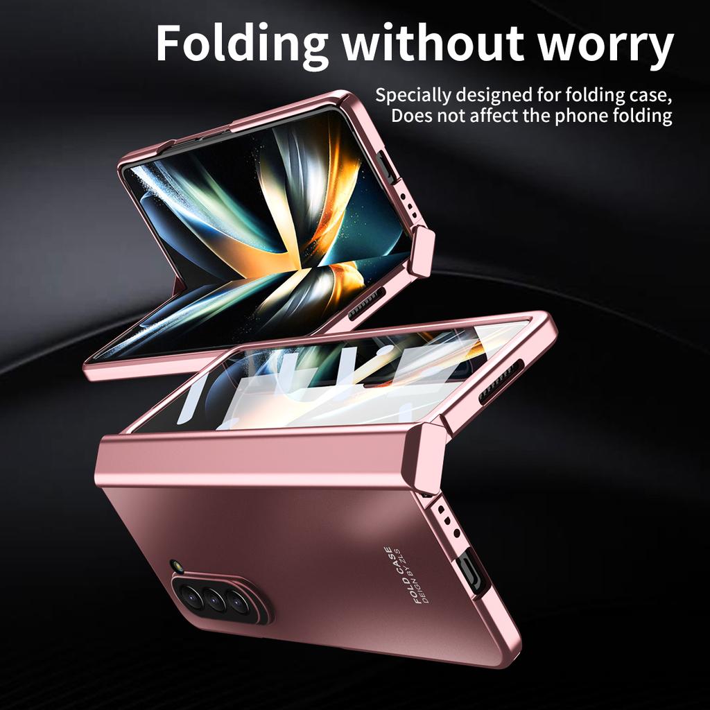 Для samsung fold 5 Противоударный Чехол-книжка с шарниром для Samsung Galaxy Z Fold 5 Fold5 Zfold5 5G Пленка из закаленного стекла Capa