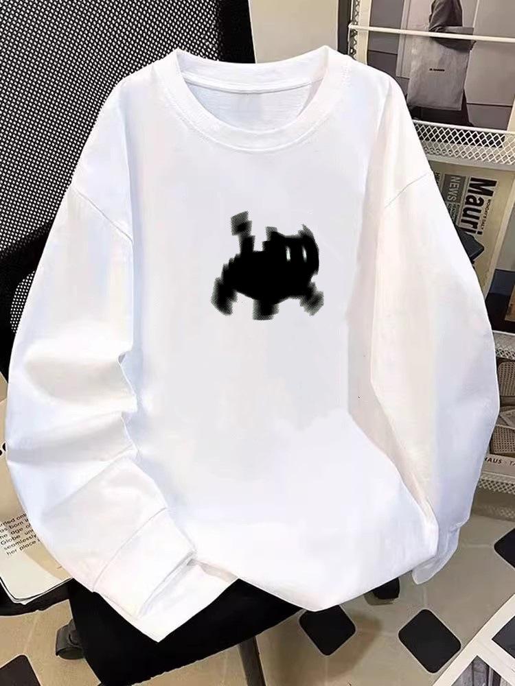 2025 Girls' Long Sleeve Cotton T-shirt - Autumn Cartoon Round Neck with Ribbed Cuffs, Fashionable and Versatile