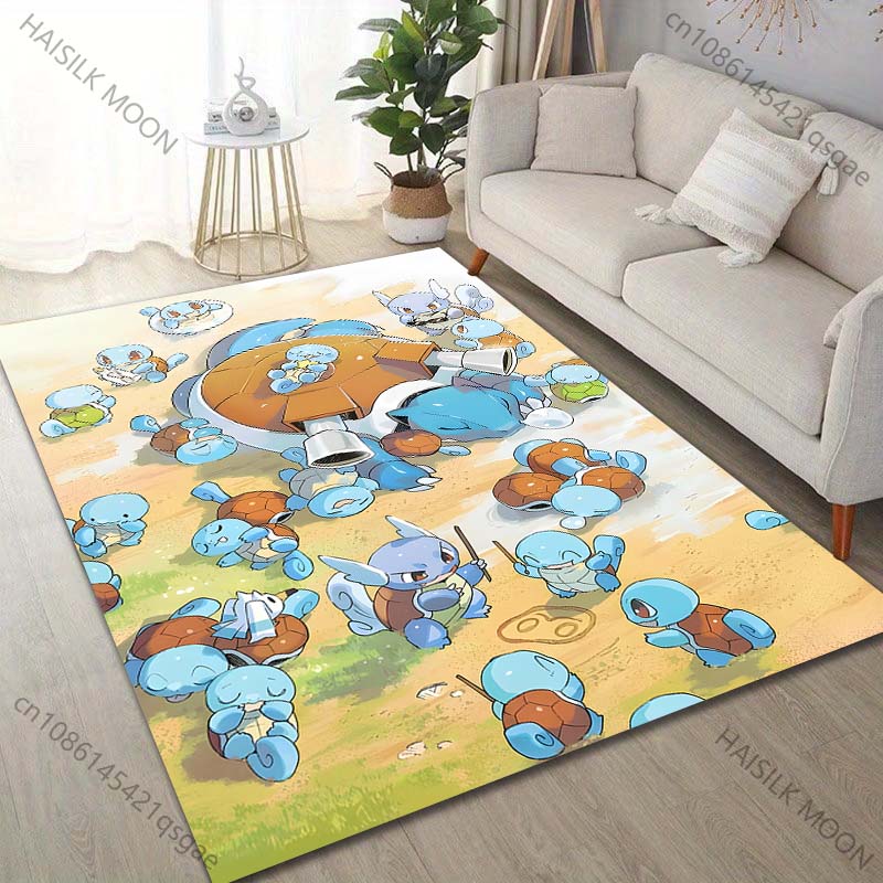 Cartoon Pocket Monsters Squirtle Print Carpet for Living Room Bedroom Kid's Room Home Decor Area Rug Playing Mat Luxury Gifts