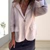 Coat Lapel Long Sleeve Flap Pockets Suit Jacket Solid Color One Button Loose Work