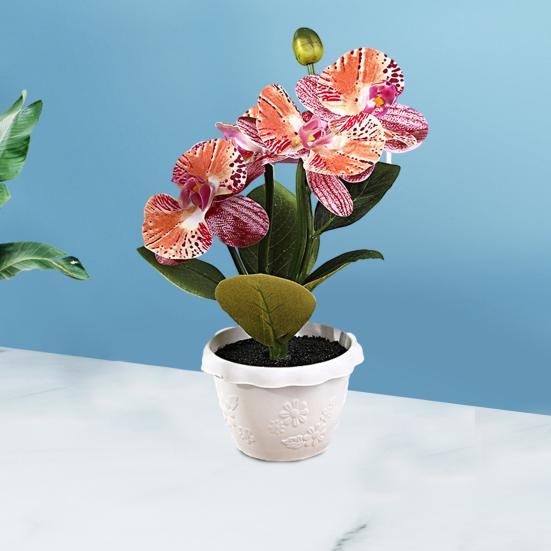 Искусственное растение в горшке Реалистичная имитация цветка Яркий цвет Искусственная орхидея-бабочка Бонсай