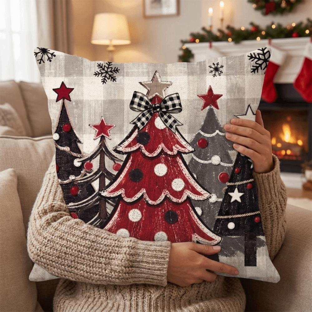 Vintage Christmas Pillow Cover Snowman Snowman Pillow Case Cute Xmas Tree Cushion Cover Home Sofa