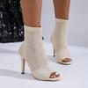 Fashion 2025 New Women Sandals Summer Hollow Out Dress Shoes Women Fashion Peep Toe Knitting Ankle Boots Ladies High Heels Dance Shoes