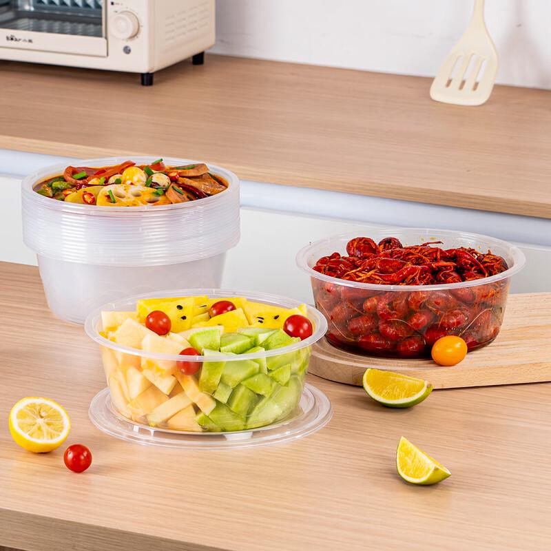 Temeiju Disposable Round Plastic Meal Boxes with Lids