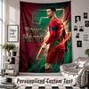 Wall Hanging Tapestry With Custom Name & Text, Cristiano Ronaldo Decorative Tapestry For Bedroom