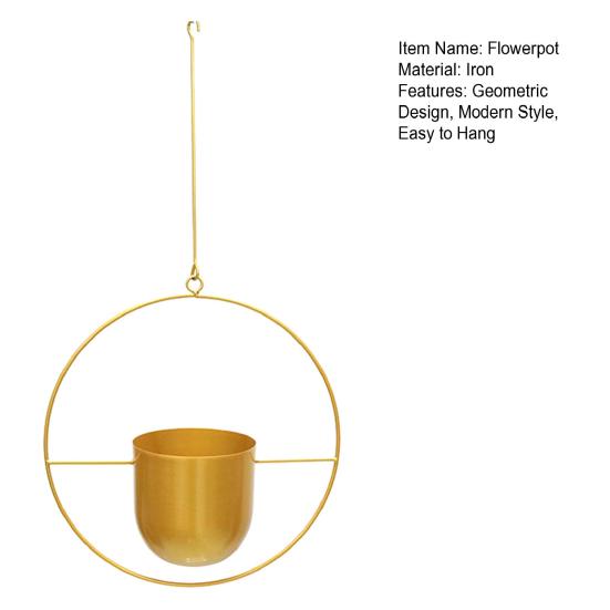 Современное подвесное кашпо Геометрический железный цветочный горшок с подвесной цепью Настенный потолочный подвес для растений Держатель для горшка для комнатных растений для внутреннего и наружного украшения