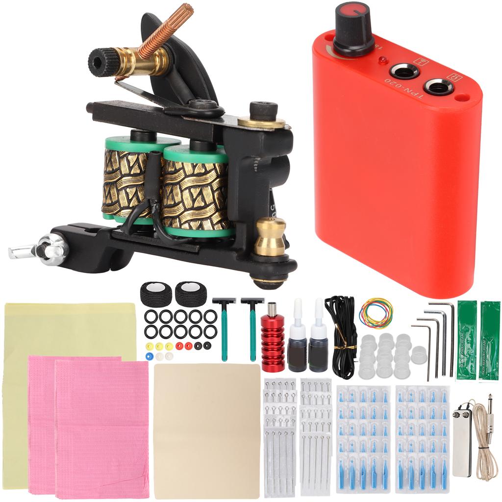 8 Wraps Tattoo Coil Machine Mini Tattoo Power Supply Complete Tattoo Lining Machine for Beginners