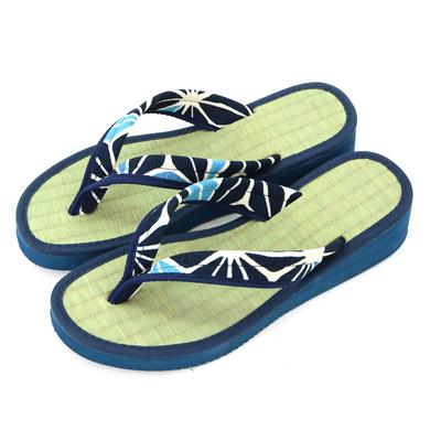 Takeharu Setta Made in Japan Tatami Rush Sandals Calypso Tatami Sandals Hemp 14 Sandals M Women's Leaf/Navy