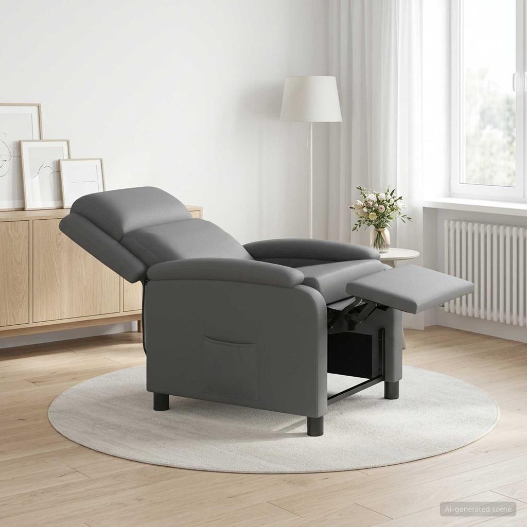 Recliner Chair Gray Faux Leather