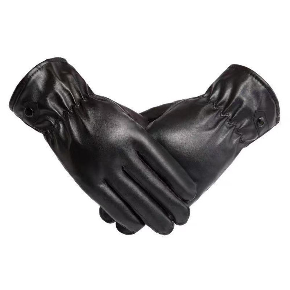Thickened PU Leather Gloves Thermal Fleece Winter Gloves New Touch Screen Gloves Skiing