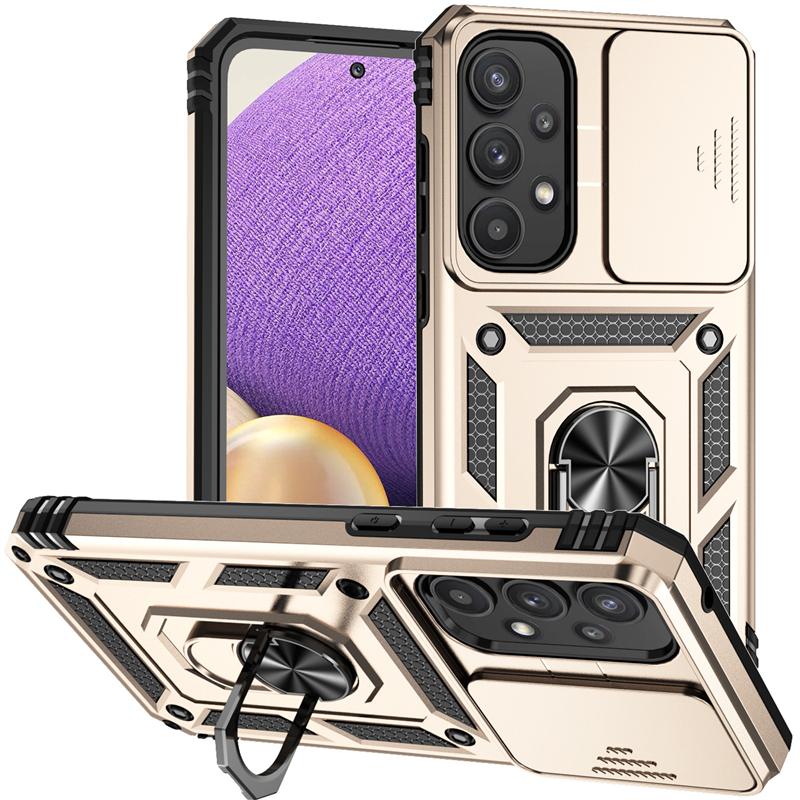 For Cover Samsung A35 Case Samsung Galaxy A35 5G Capas PC Shockproof Armor Slide Camera Lens Ring Holder Fundas Samsung A35 A 35