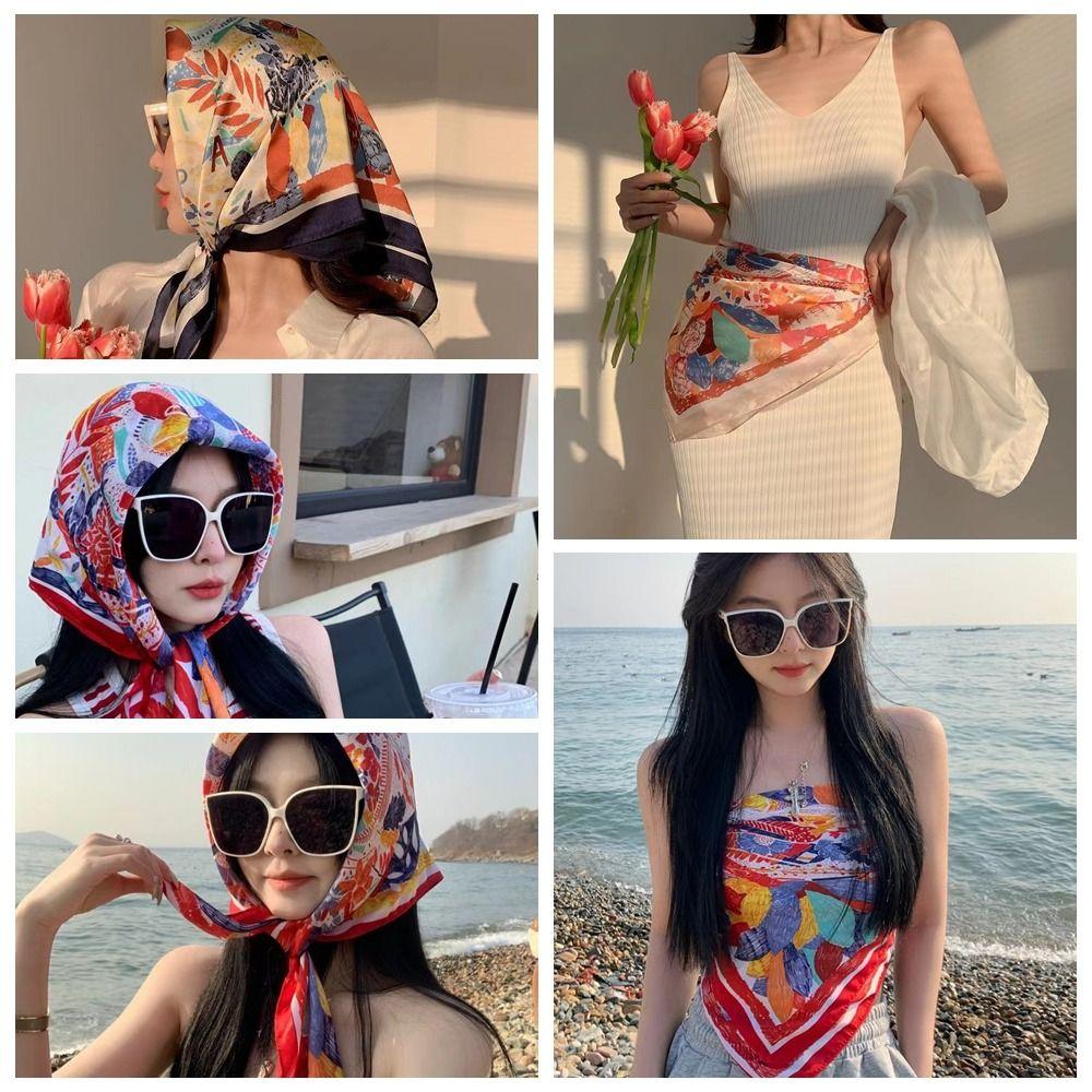 Square Sun Protection Scarf Beach Sun Protection Headscarf Versatile Headband Summer