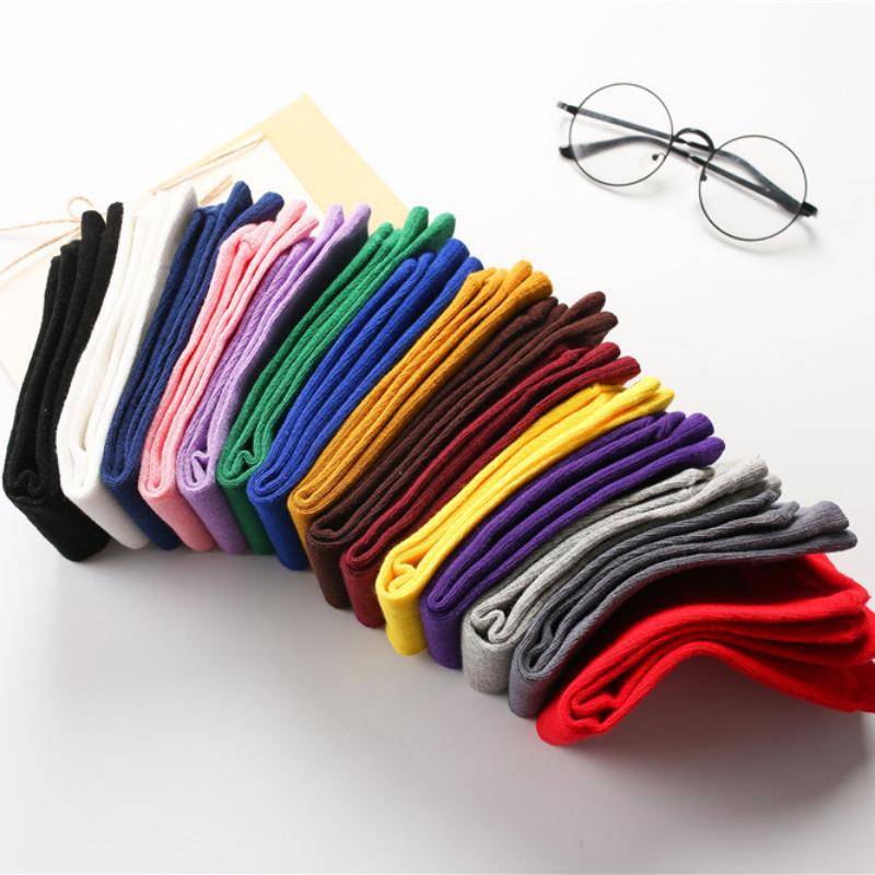 New Kids Cotton Breathable Stockings Candy Color Children Middle Tube Knee High Socks Girls Students Socks Free Size 30cm