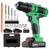 20V Keyless Cordless Drill Set Electric Screwdriver Mini DIY Variable Speed Brushed Motor Battery Power Source EU Warehouse