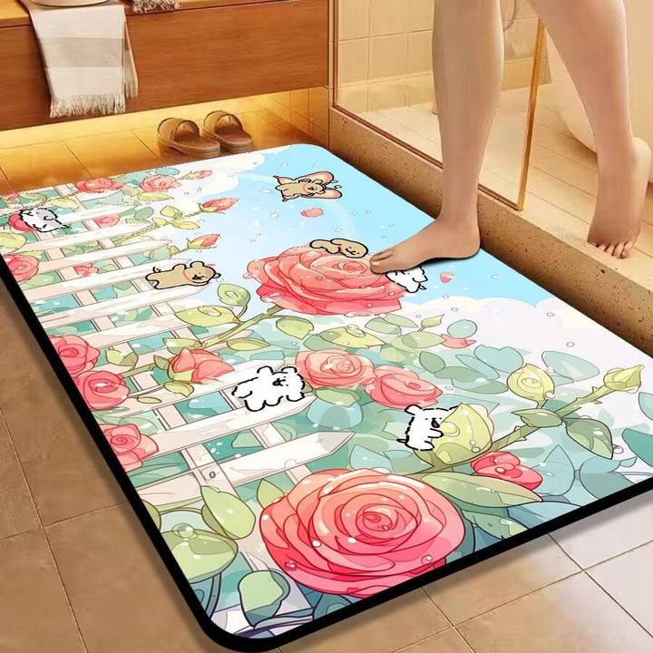 Мультяшный мультяшный коврик из диатомовой грязи Нескользящий впитывающий коврик для ног для ванной Коврик для двери туалета Ковер Коврик для пола туалета