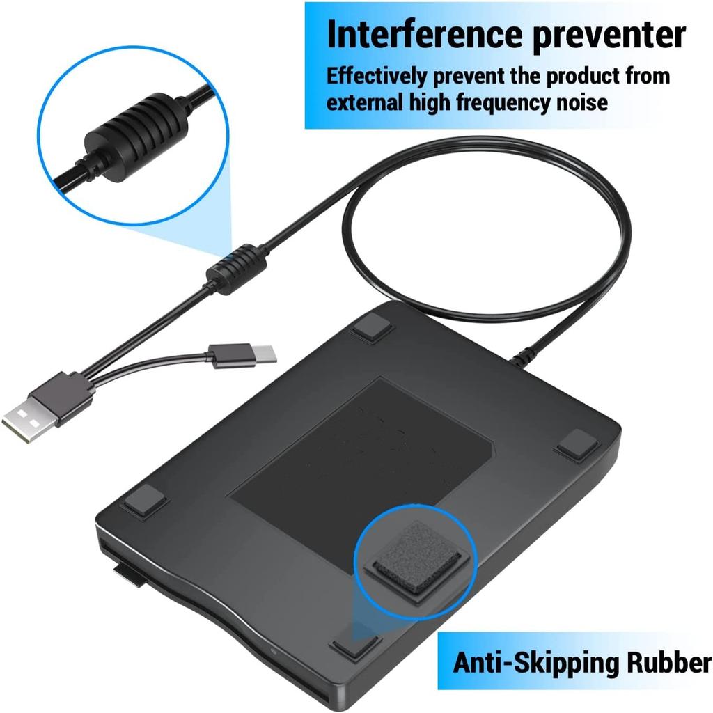 3,5-дюймовый внешний дисковод для гибких дисков, портативный USB 3.0 Type-C 1,44 МБ FDD дисковод для ПК, ноутбука, настольного компьютера Windows 11/10/8/7/XP