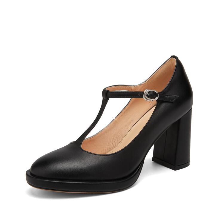Мода НОВЫЕ Весенние Женские Туфли Натуральная Кожа Женская Обувь Круглый Носок Массивный Каблук Туфли Супер Высокий Каблук Мэри Джейн Обувь Ручной Работы