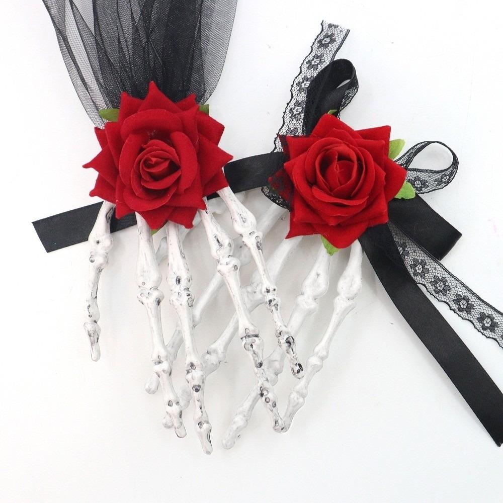 Cloth Ghost Claw Hair Clip Flower Halloween Headwear Skeleton Hand Rose Hairpin Children