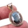 Natural Labradorite 925 Solid Sterling Silver Jewelry TwoTone Pendant 1.50" y9F69