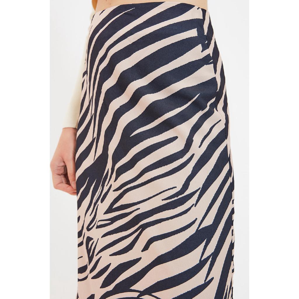 Pink Midi Knitted Skirt With Flounce Animal Pattern Skirt Twoaw20et0241