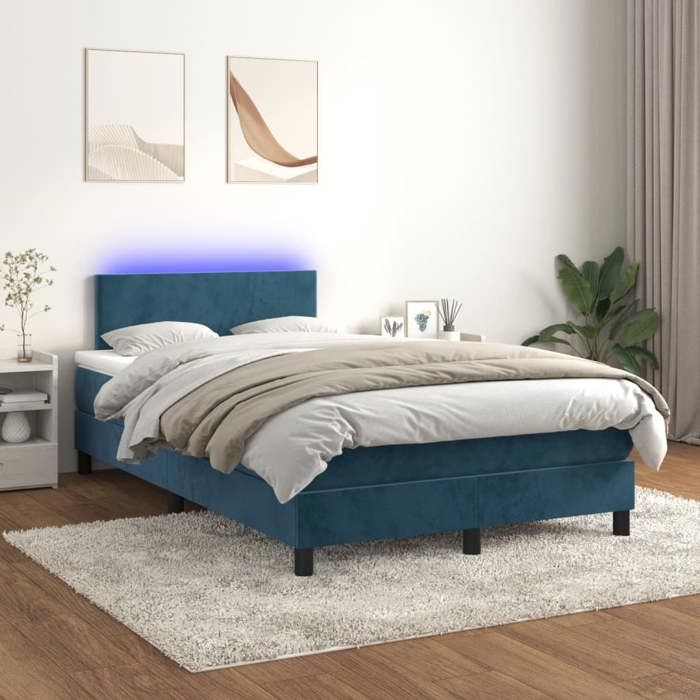 Maison Exclusive - Sommier à lattes de lit avec matelas LED Bleu foncé 120x200 cm